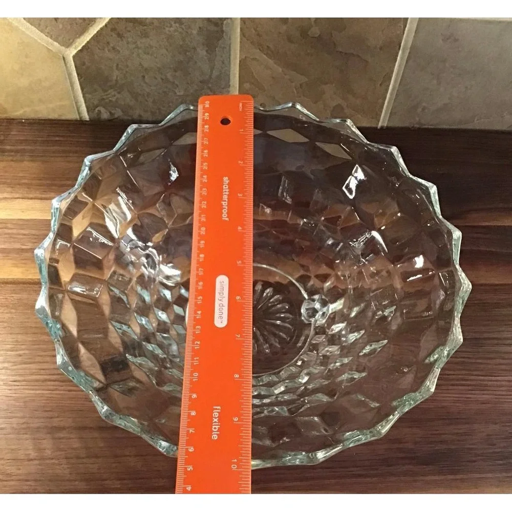 VTG Indiana Glass Whitehall‎ Pattern Cubist Glass Footed Bowl Sawtooth 10